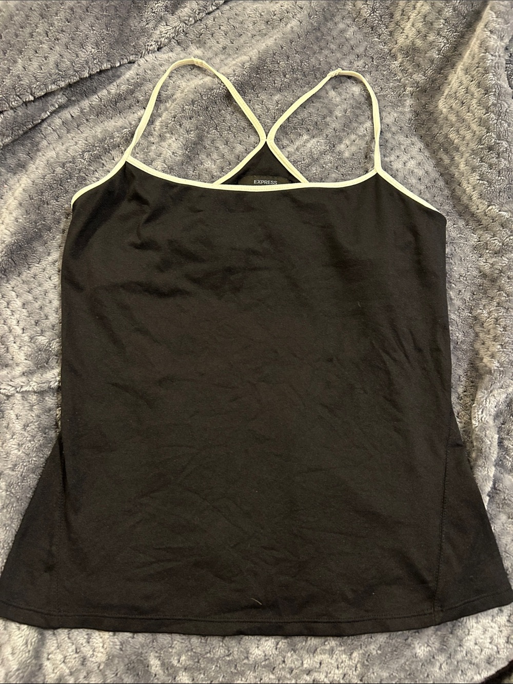 NWOT Express Racerback Black and White Tank with Built in Bra SzM